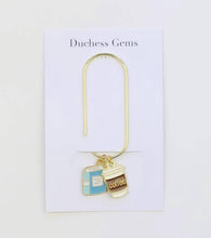 Load image into Gallery viewer, Blue Book And Coffee Charm Book Paperclip, Bookish Bookmark